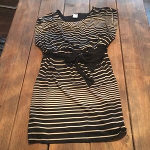 Black and beige striped dress